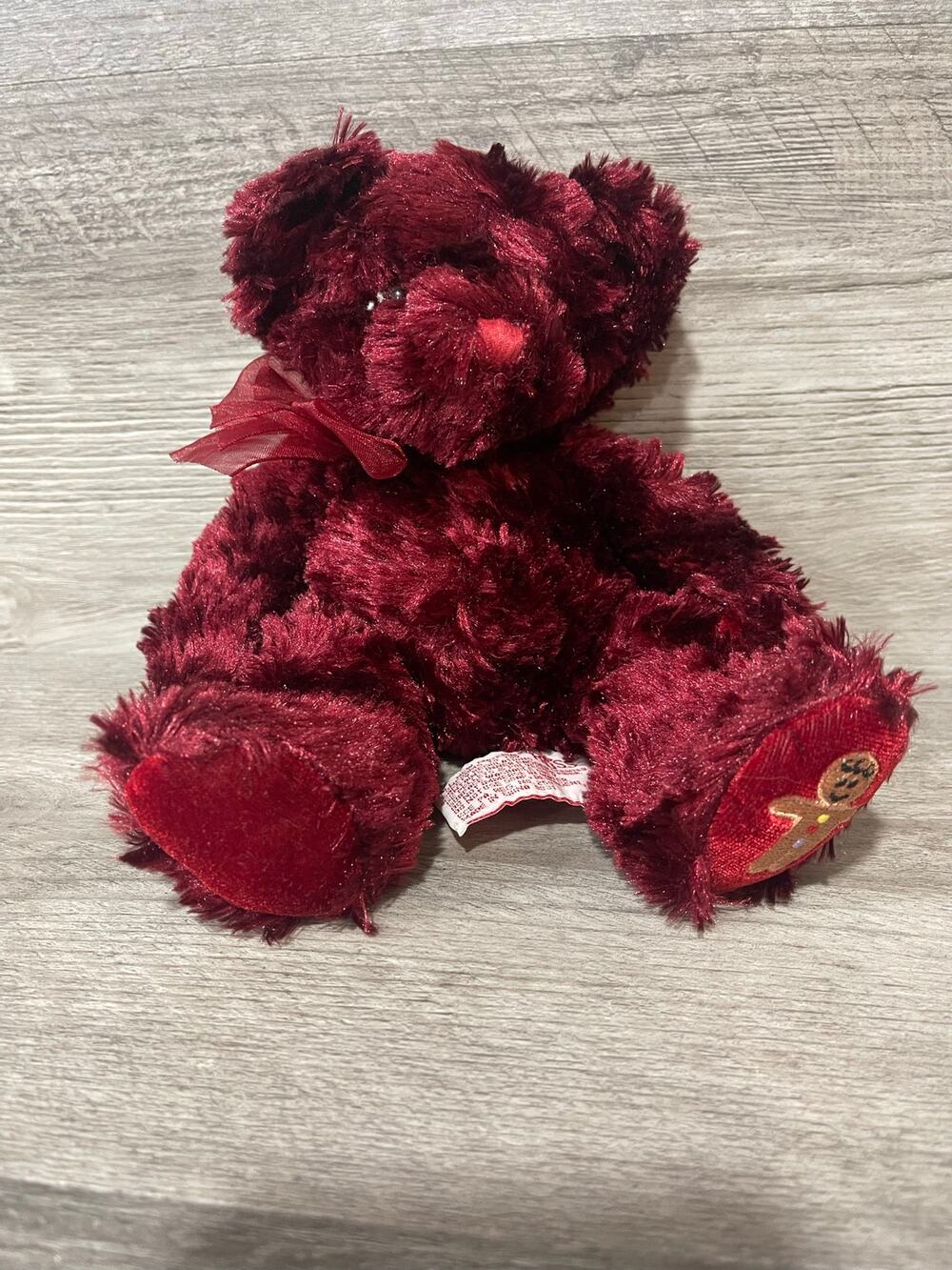 Russ Berrie Cinnamon Teddy Bear Plush 8” Burgundy Gingerbread Christmas